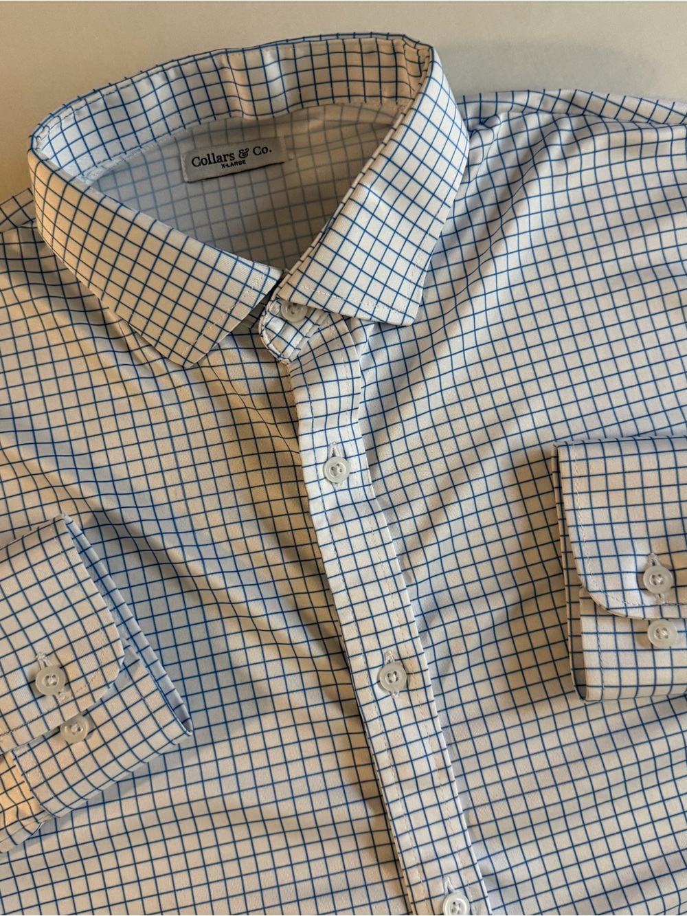 Collars & Co Button Up Men XL SLIM Performance Stretch Preppy Long Sleeve Shirt
